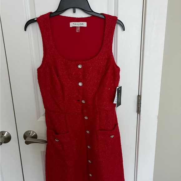 NWT Elegant Red Button-Down Dress holiday Christmas - Picture 2 of 10